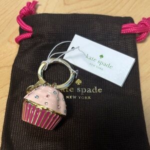 Kate Spade Pink and Gold Cupcake Keychain